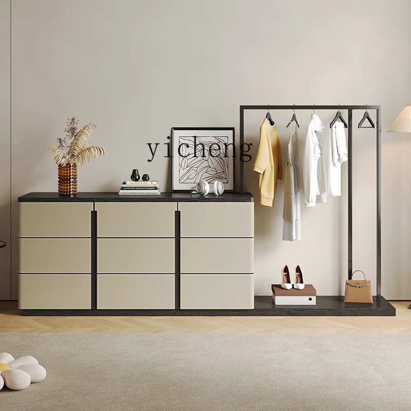 

bedroom modern light luxury high-end six-chest cabinet hanger integrated bedside solid wood locker