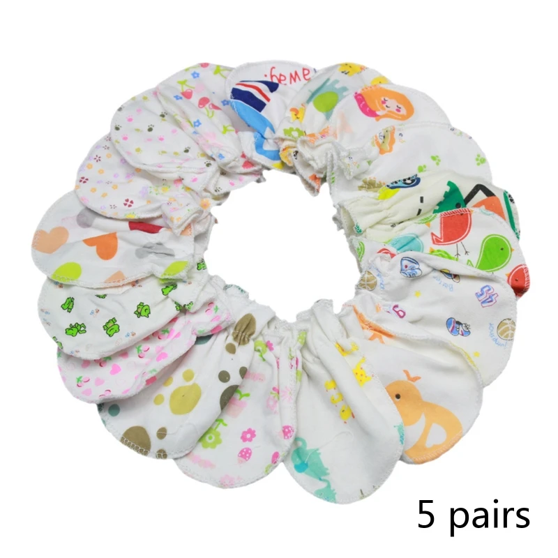 5 Pairs Baby Anti Scratching Gloves Soft Cotton Gloves Newborn Face for Protection Handguard No Scratch Mittens