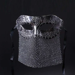 Men Masquerade Mask With Mesh Veil Venetian Vintage Retro Mask Carnival Festival Cosplay Mardi Gras Party Prom Halloween Silver