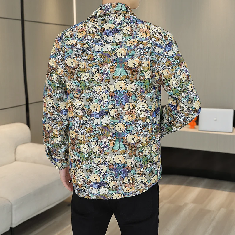 Men's Streetwear Blouse Autumn Mens Clothing Casual Shirt Spring Male Winter Streetdress Popular Elegant Hombre Fashion Shirt