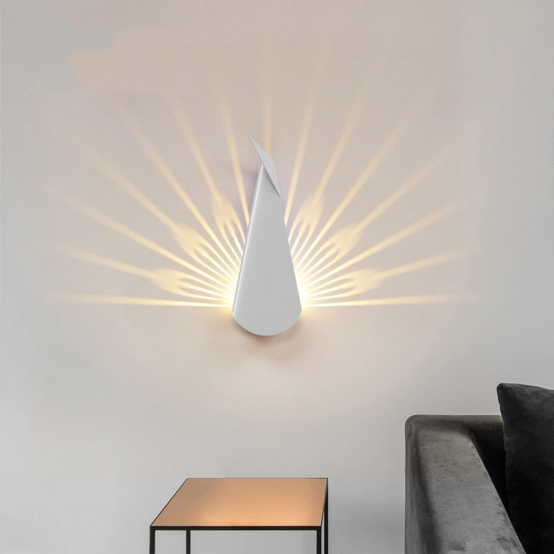 Modern Nordic Wall Lamps Metal Peacock LED Chandeliers Home Decoration for Living Room Bedside Staircase Villa Lighting Fixture
