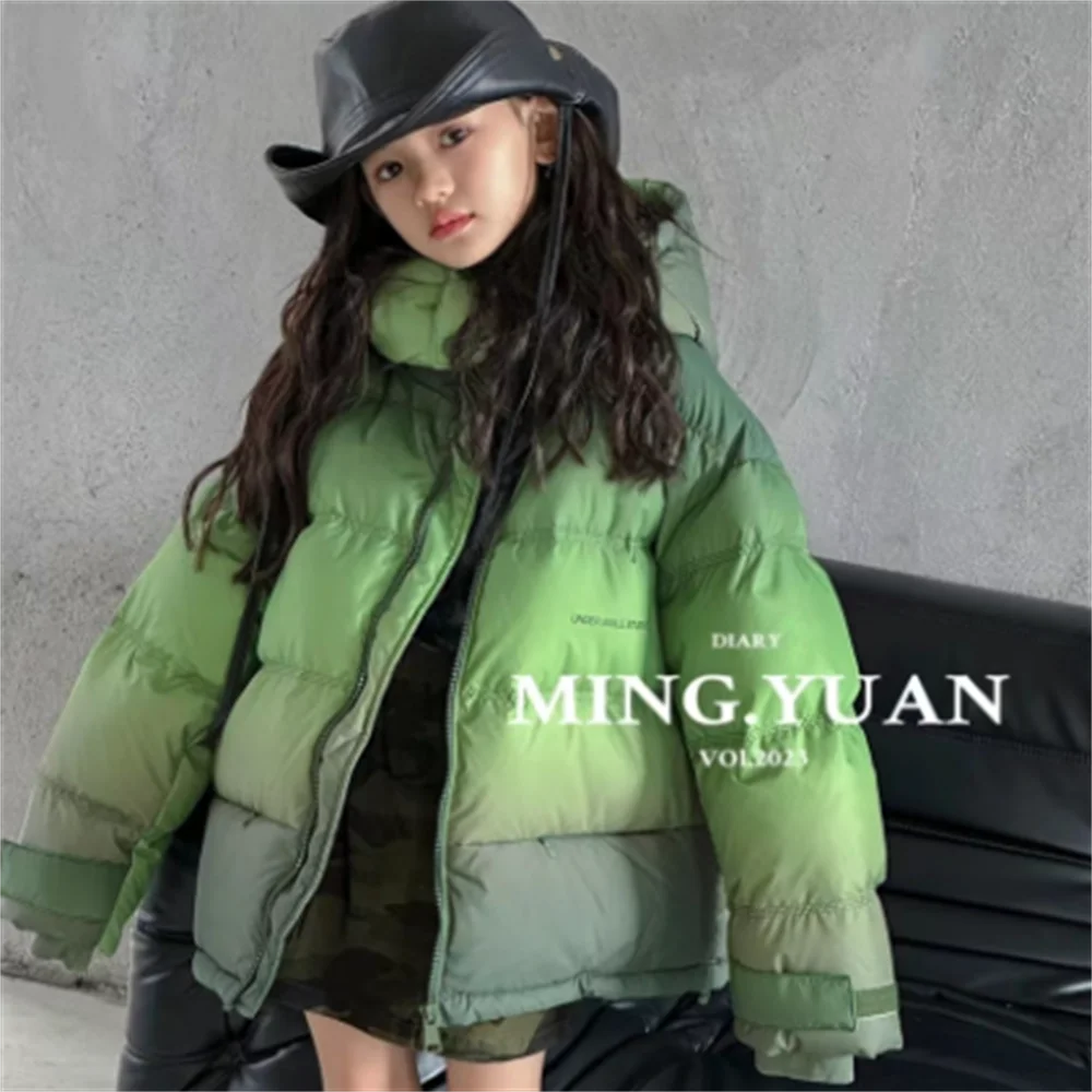 Children's down jacket winter new warm gradual color loose thickened coat for boys and girls winter