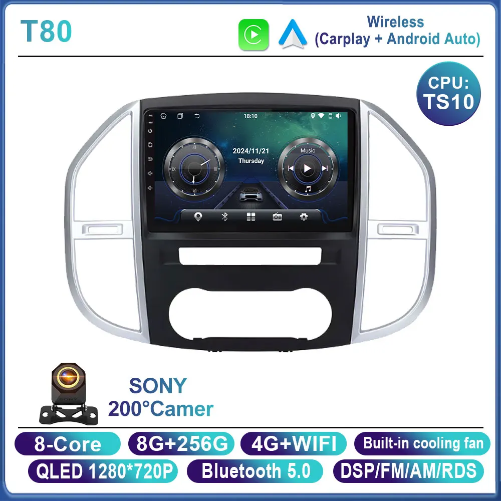 Android 15 Carplay Auto Autoradio voor Mercedes Benz Vito 3 W447 2014-2020 Navigatie Multimedia Videospeler Stereo Head Unit BT