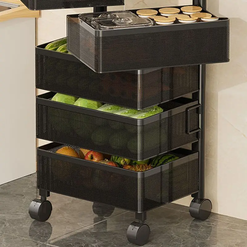 Kitchen trolley with wheels, movable storage rack, drawer type storage cabinet, carbon steel storage rack, used for living room