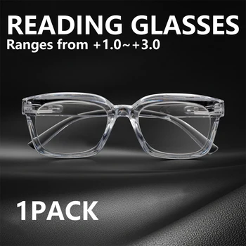 Fashionable Square Reading Glasses, Unisex Design, Blue Light Blocking, Snug Fit +1.0 To +3.0 1