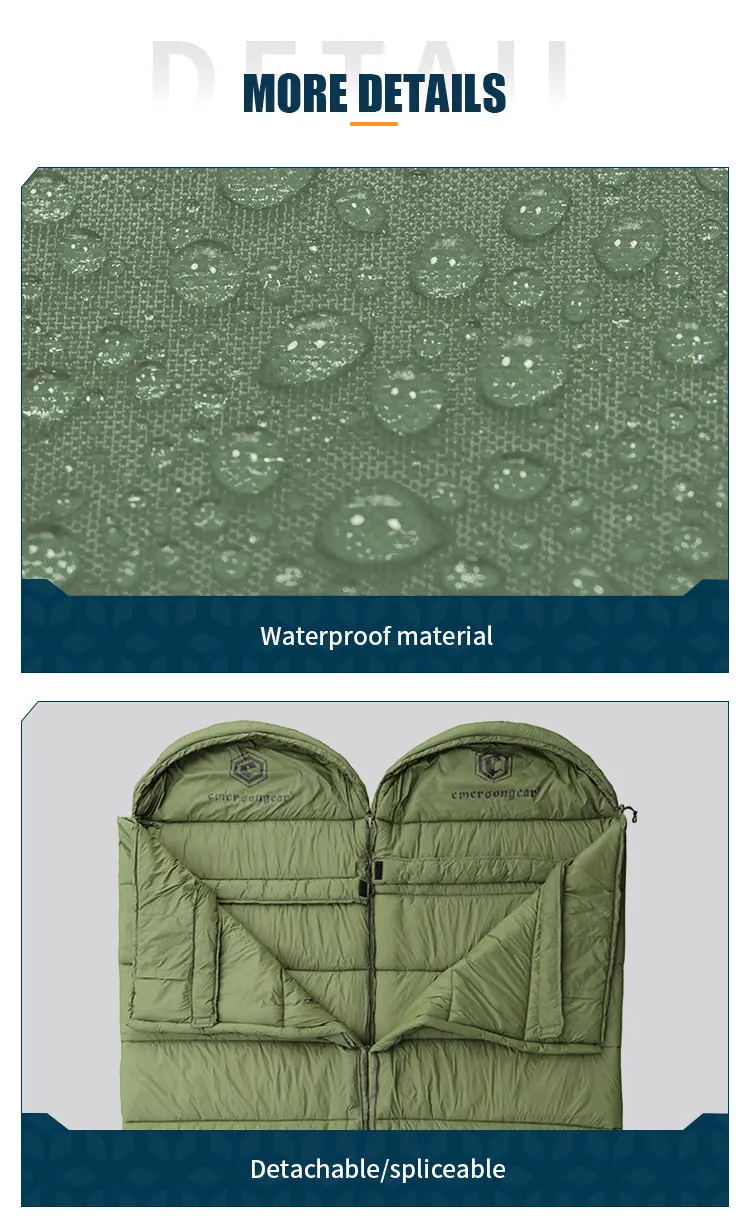 Emersongear Blue Label Envelope Polar Schlafsack L/R Bunting Jagd Outdoor-Sport Training Wandern Nylon OD – Detail 6