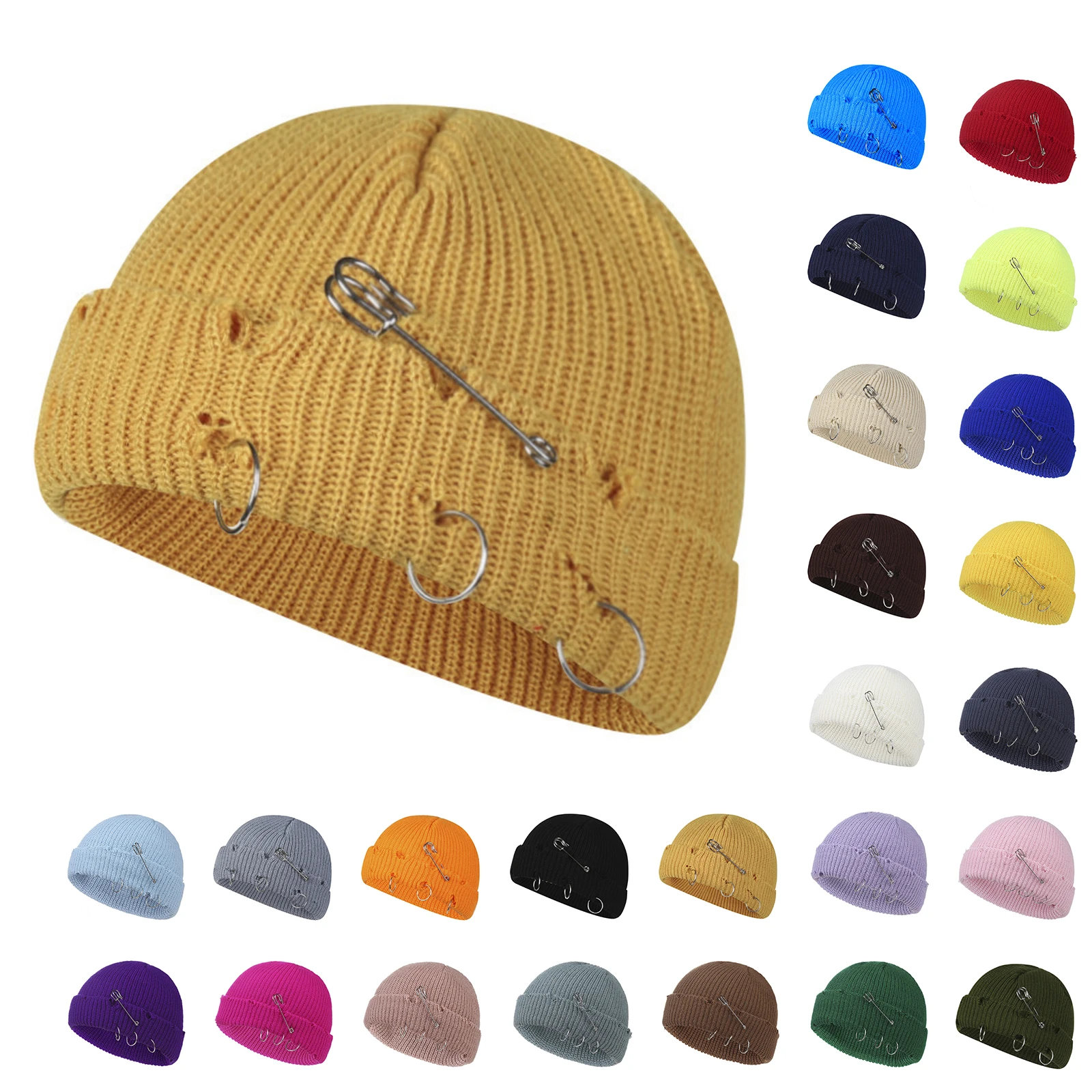 Thick Winter Warm Knitted Cap for Men Women Soft Fashion Solid Color Knitted Hat Casual Slouchy Bonnet Ski Hats Leisure Cap