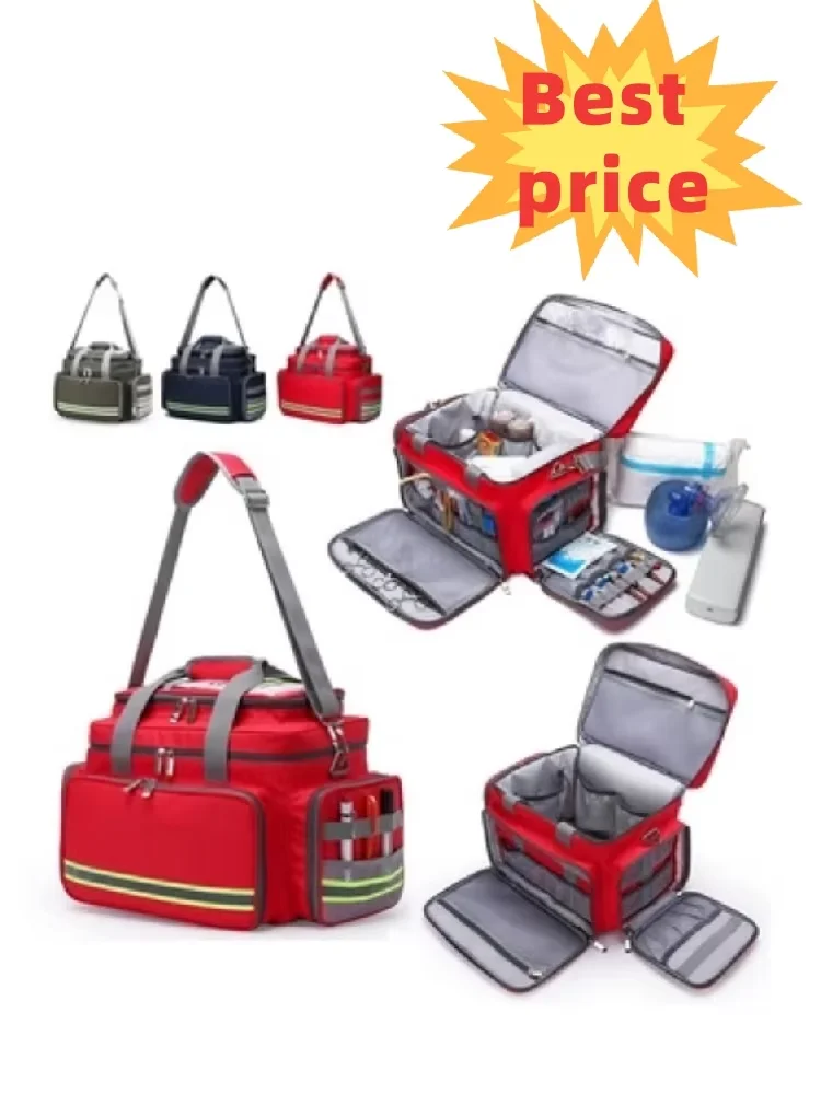 حقيبة الإسعافات الأولية الطبية في الهواء الطلق الإنقاذ في حالات الطوارئ حقيبة سعة كبيرة فارغة مقاوم للماء عاكسة أكسفورد حقائب السفر متعددة الجيوب 6