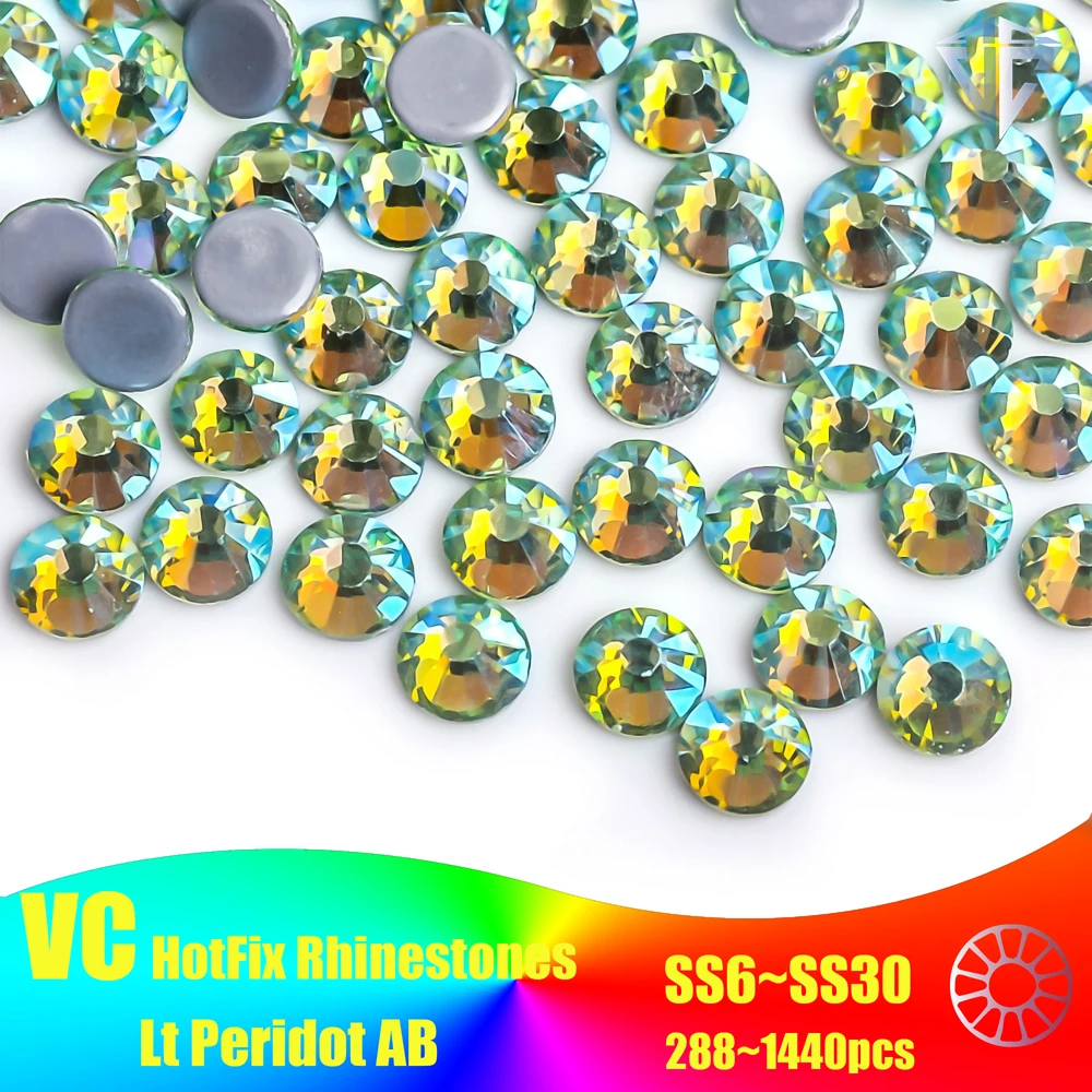 Lt Peridot AB Better DMC Crystal стразы HotFix Rhinestones Verde AB Hierro en Hot Fix Rhinestones Motivo Strass Para Navidad F0290