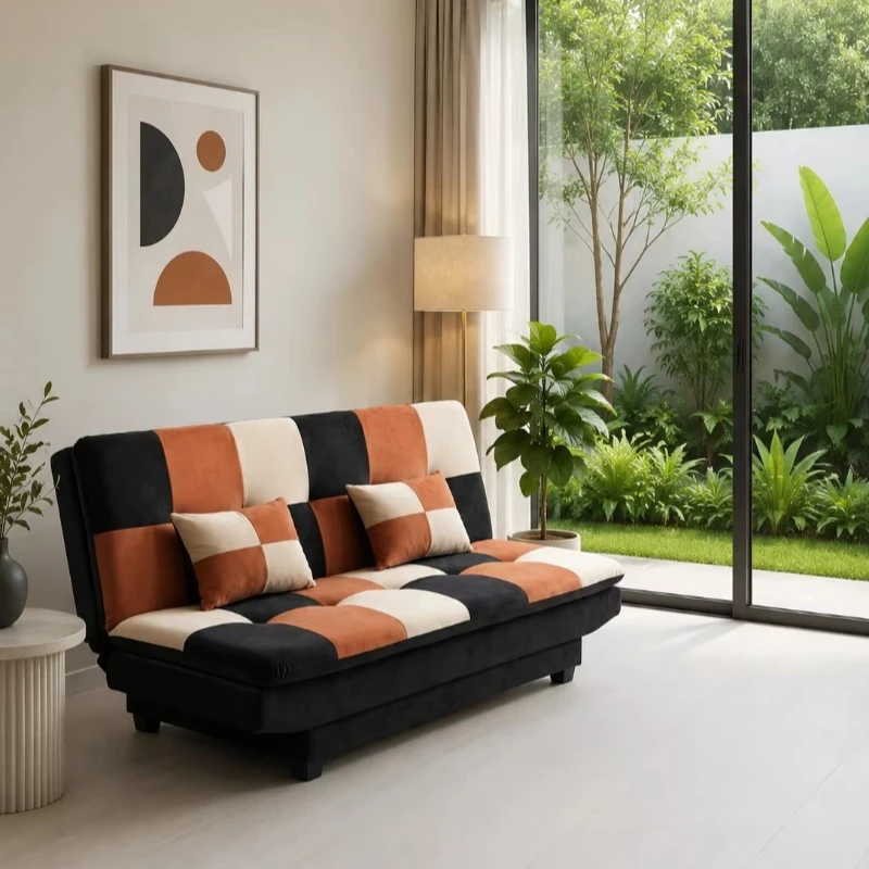 Modern style velvet sofa bed lattice pattern fits the living room
