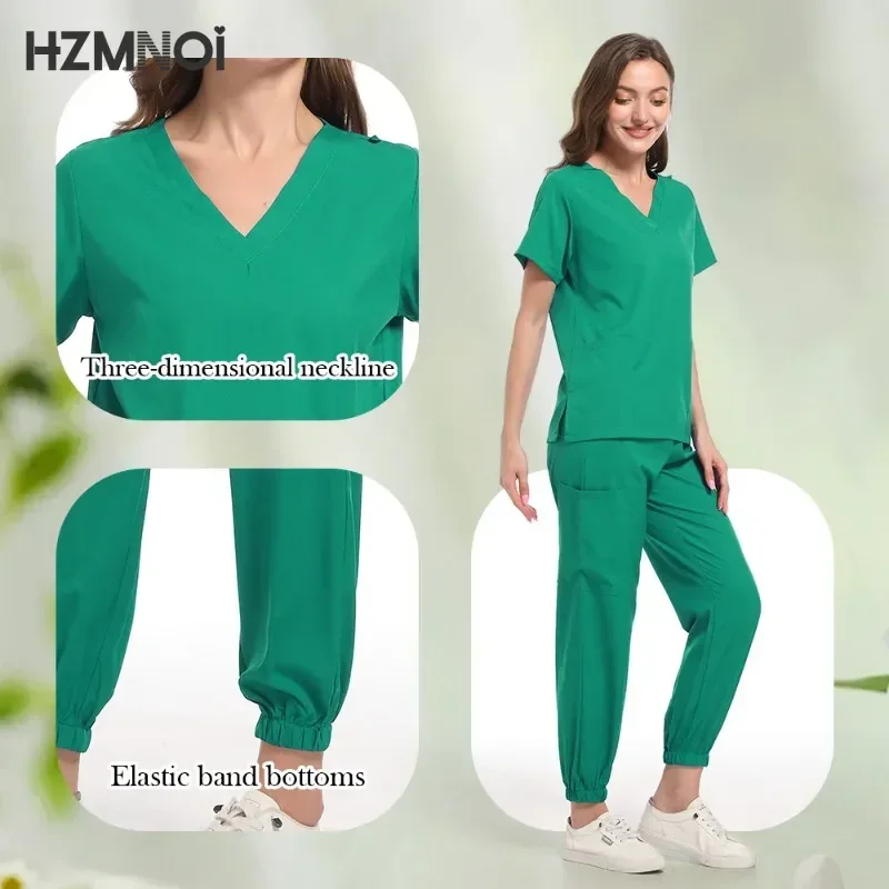 Multicolorido esteticista workwear cor sólida roupas de trabalho de laboratório uniformes de enfermagem médica clínica esfrega conjuntos uniformes de enfermeira atacado