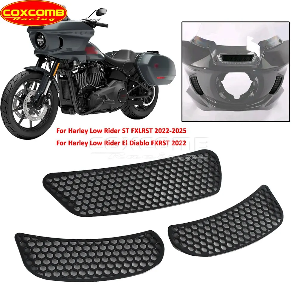 Motorbike Fairing Side Vent Screen Grill Cover For Harley Softail Low Rider ST FXLRST 2022 23 24 2025 Batwing Accent Mesh Screen view 3