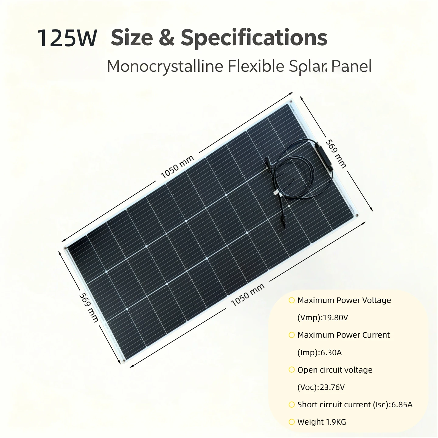 125W/250W Flexible Monocrystalline Solar Panel Portable 12V Solar Panel for Battery Charging, 1PCS/2PCS Optional for Camping RV Yacht Outdoor Off-Grid Power