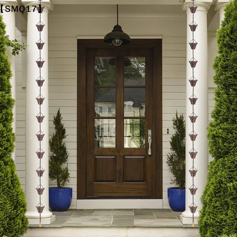 Rain Chains, Gutter Downspouts Diverter Outdoor Metal Copper Plaid Rainwater Extensions, 12 Cups【SMQ】