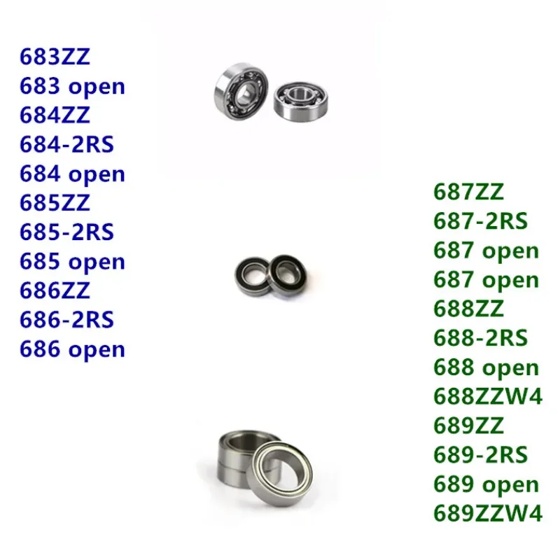 100pcs miniature bearing 683ZZ 683 684ZZ 684 685ZZ 685 686ZZ 686 687ZZ 687 688ZZ 688 688ZZW4 689ZZ 689 689ZZW4 ZZ -2Z -2RS open