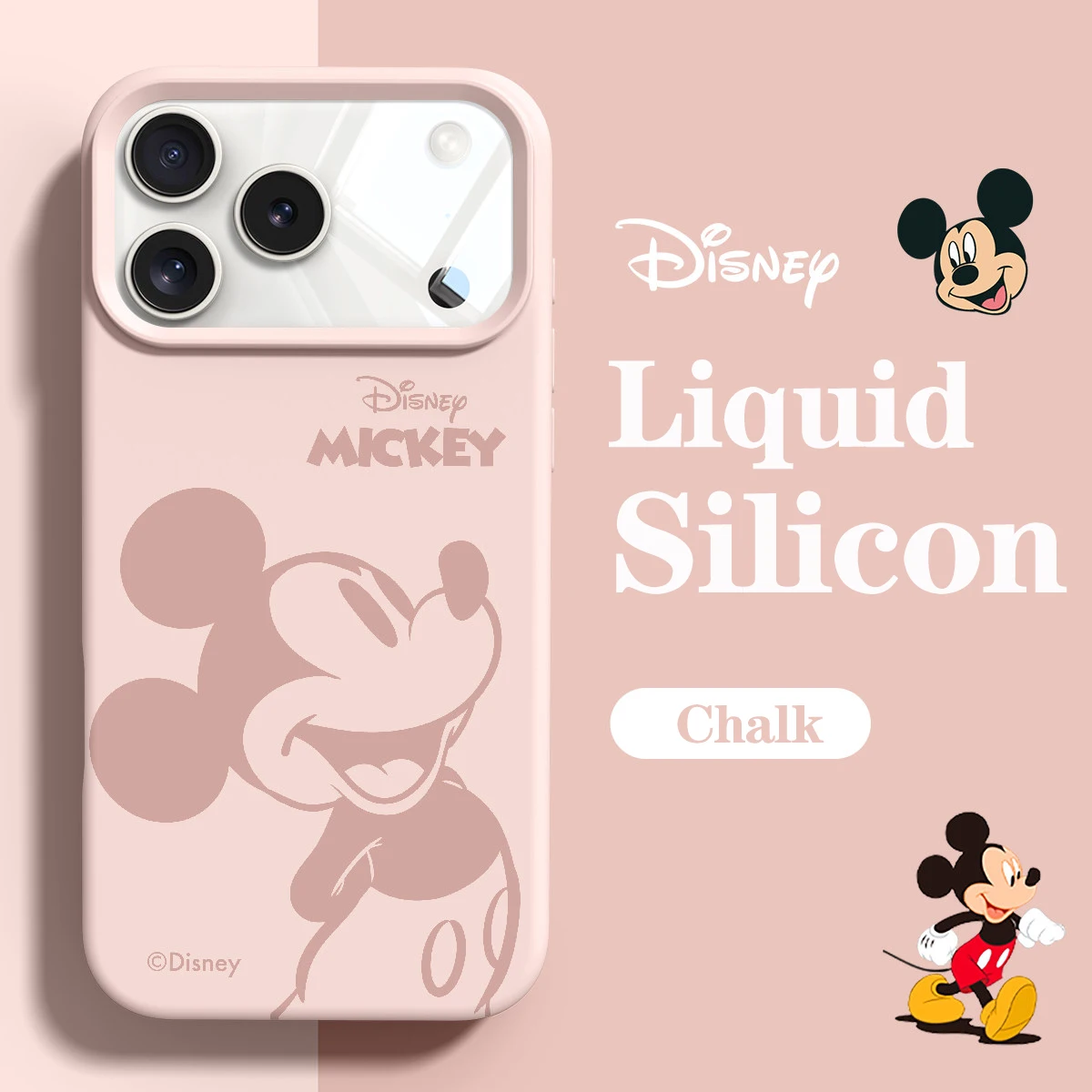 Capa de Silicone Líquido Oficial Original Disney Mickey Mouse para iPhone 17 16 15 11 12 14 13 Pro Max 17, Capa à Prova de Choque
