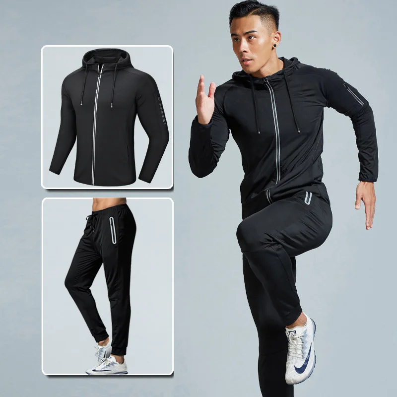 

2025 Autumn Sportswear 2 PCS Running Sets Men Dry Fit Jogging Outfit Gym Training Basketball Soccer Performance Track Suit