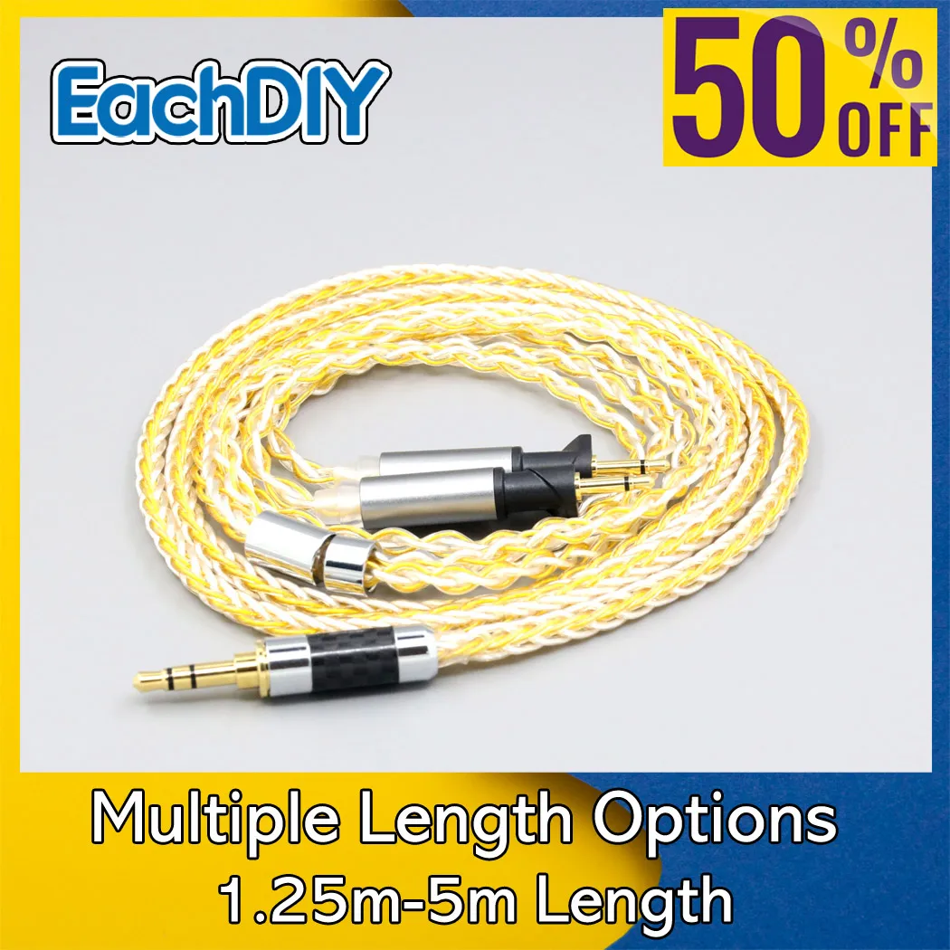 

Braided 8 Core Silver Gold Plated OCC headphone Earphone Cable For Abyss Diana v2 phi TC X1226lite LN008505