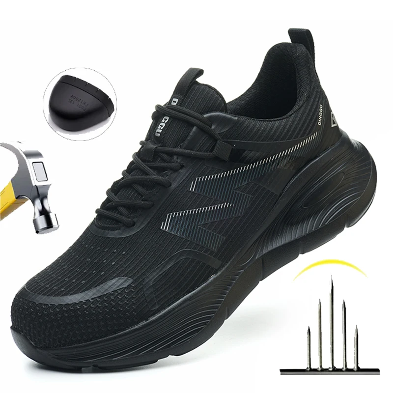 

Men's Breathable Sneakers Work Shoes For Men Safety Boots Steel Toe Shoes Slip Resistant Boots Hiking Sneakers Industrial Shoes