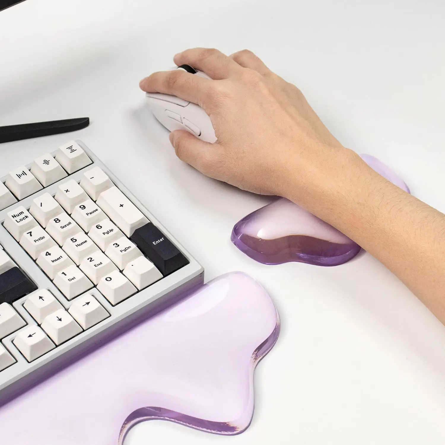 Clear Gel Wrist Rest for Keyboard and Mouse Wrist Rest Set Cute Ergonomic Silicone Wrist Rest for Keyboard 60%/68%/75%