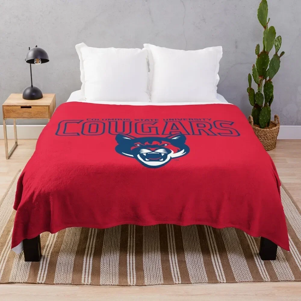 new Columbus State-Cougars Throw Blanket Tourist Sofa Hairy Flannels Blankets