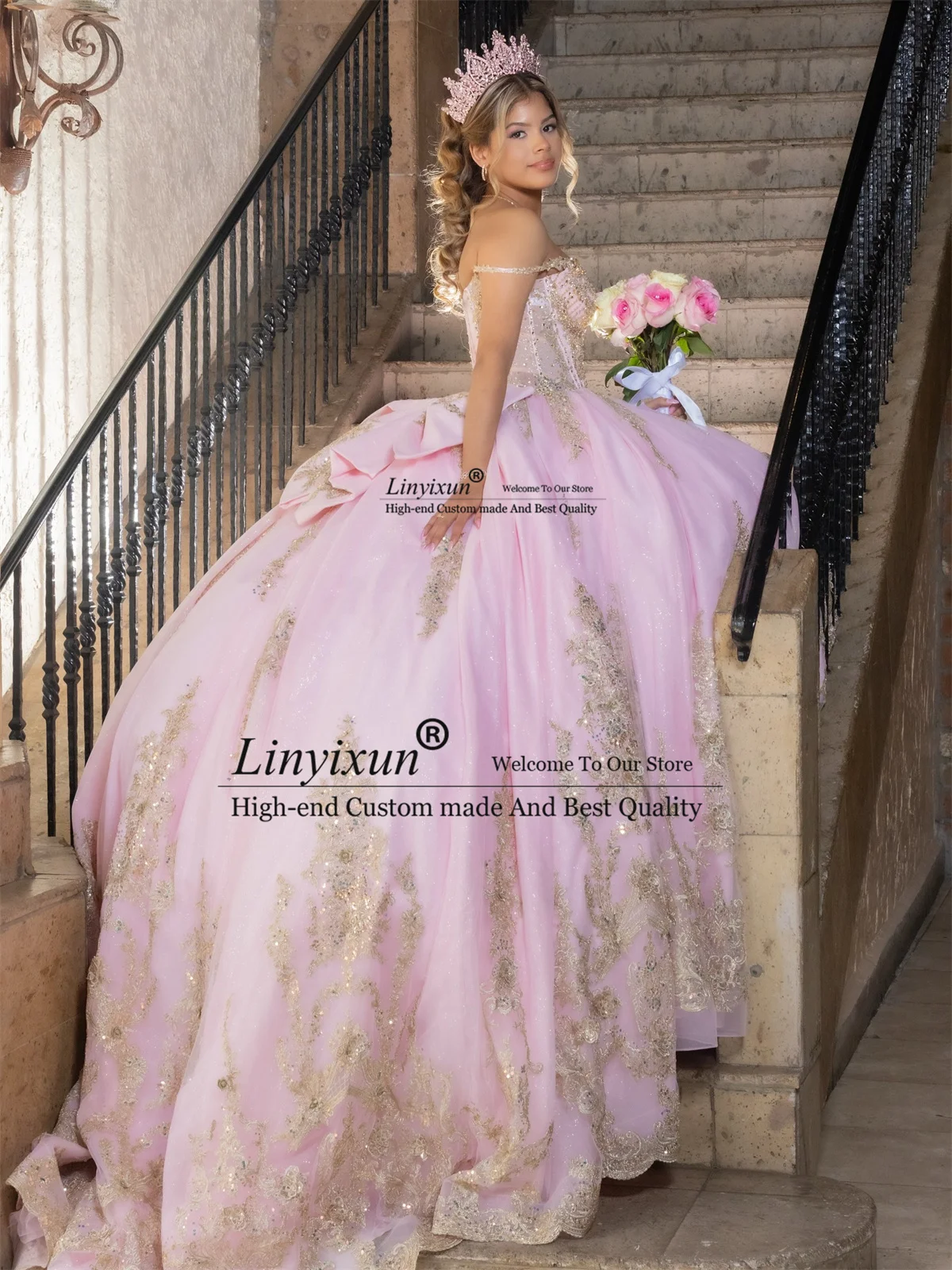 فساتين Quinceanera المكسيكية ثلاثية الأبعاد مخصصة بدون أكتاف مشد حلو 16 ثوب الأميرة الكرة ثوب Vestidos de quinceanera