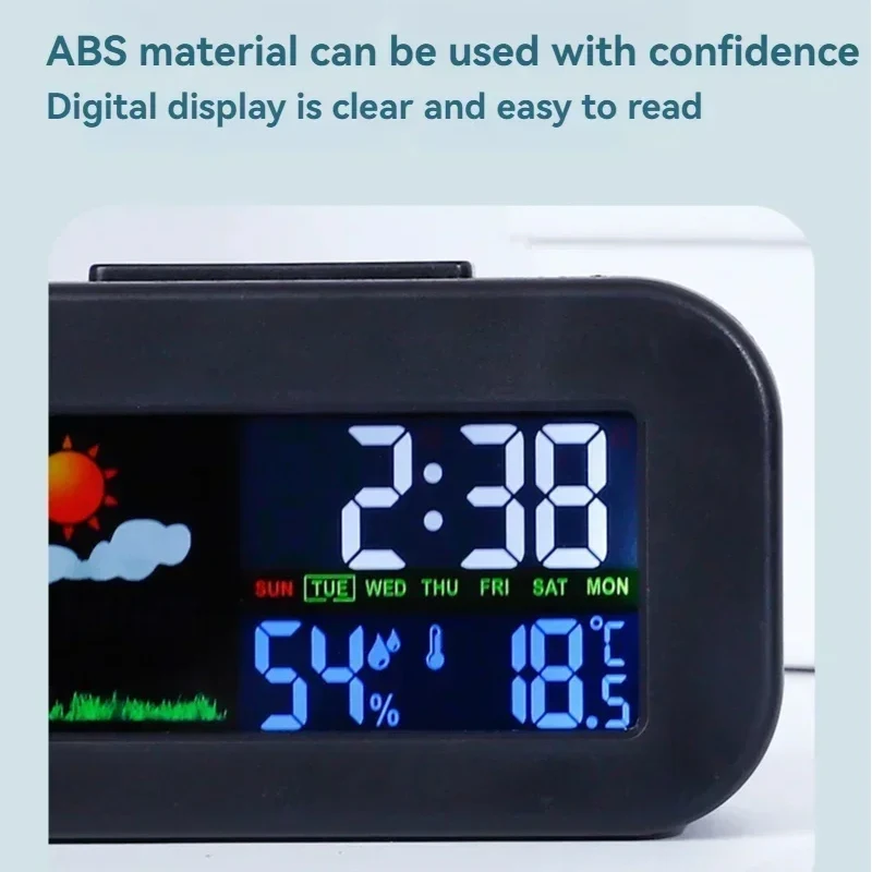 Weather Station Clock Tempreture Humidity Display Monitor Backlit For Teens Students Bedroom Bedside Destop Clock Alarm Clocks