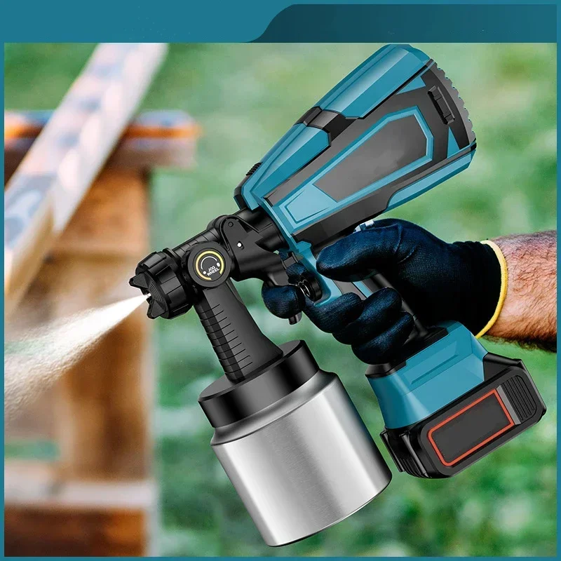 1000ML Electric Spray Gun Cordless Paint Sprayer Auto Furniture Steel Coating Airbrush Compatible For Makita 21V Battery