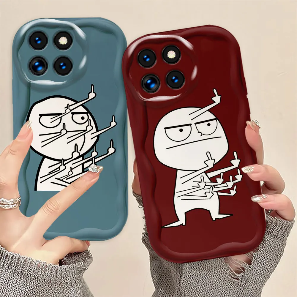 

Funny Cartoon Man Middle Finger 3D Wave Case For Xiaomi 11 12T 14 POCO F3 F4 X4 X5 X6 M3 M4 M6 Redmi A1 A2 A3 K30 K40 K50 Case