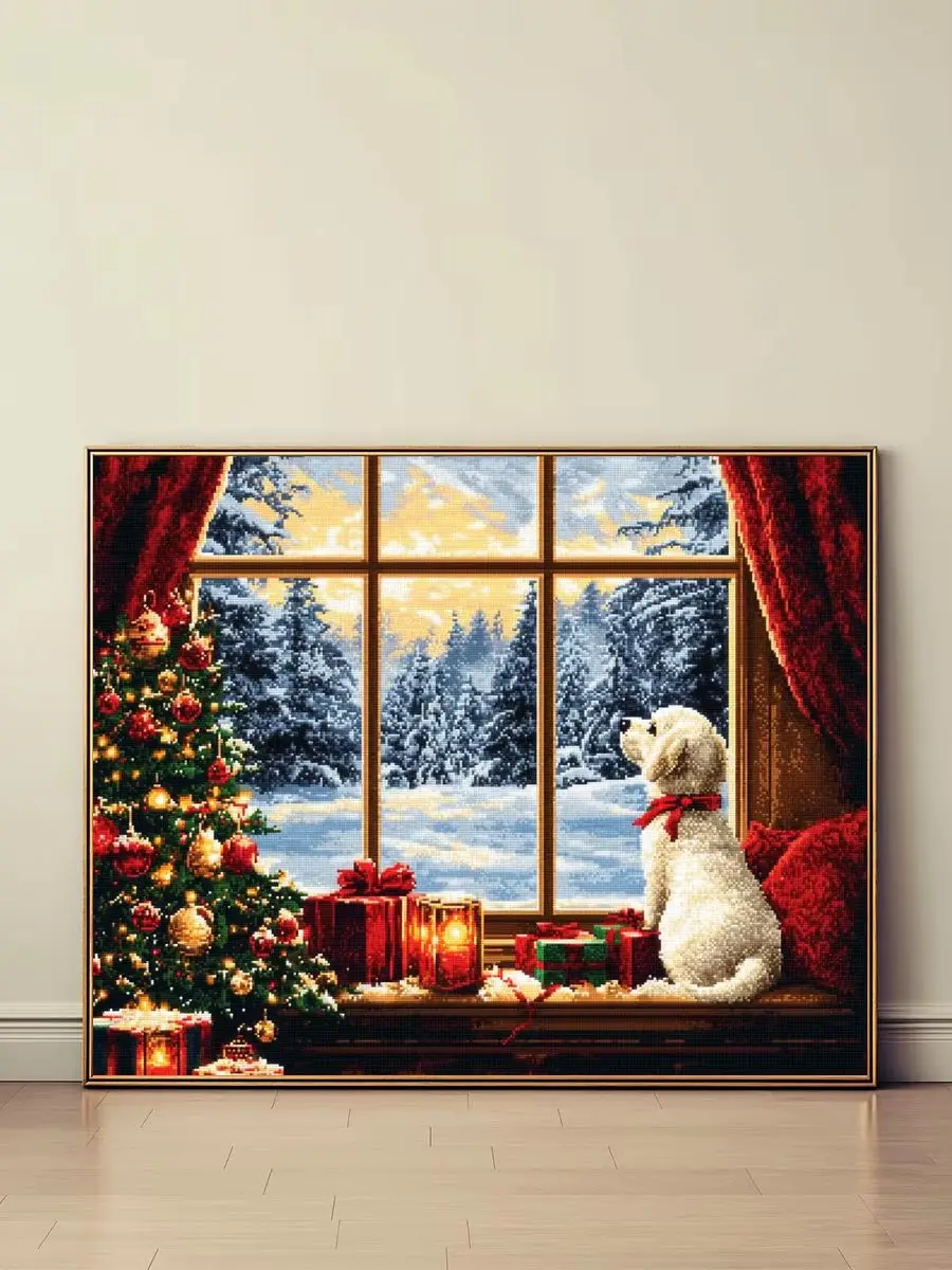 1 Stück 40x50cm/15,7x19,69 Zoll, 11Ct/14Ct Kreuzstich-Set, DIY Valentinstagsgeschenk, Stickerei-Set für Festivals, Tiermotiv – Detail 1