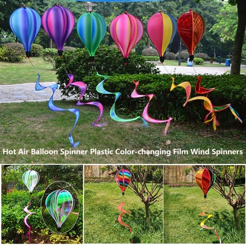 New Plastic Hot Air Balloon Spinner 40cm Balloon Multistyles Rotating Sequins Pinwheels Rainbow Color Rotating Windmill