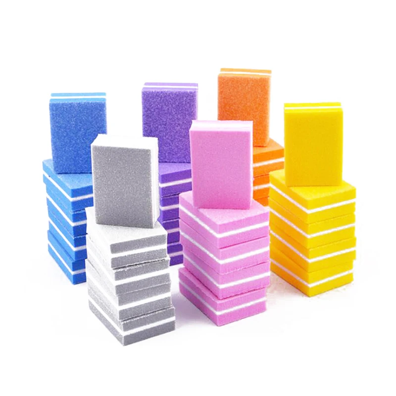 

10pcs Double-sided Mini Nail File Blocks Colorful Sponge Nail Polish Sanding Buffer Strips Polishing Manicure Nail Art Tools