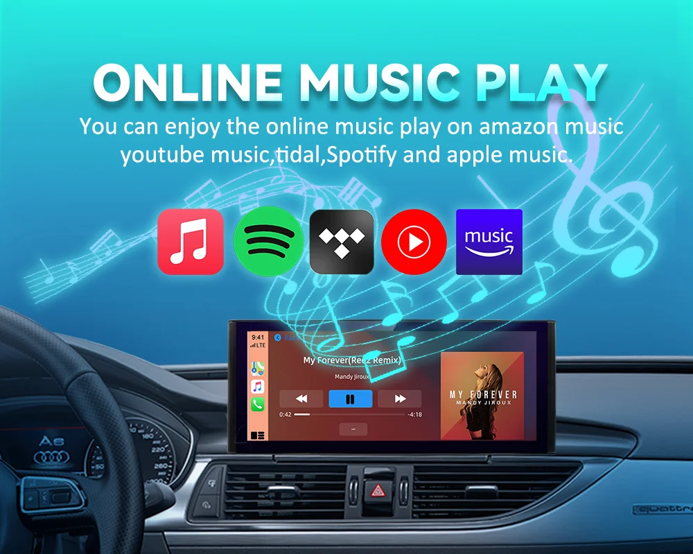 Bonroad 12,3'' Autoradio-Player Multimedia-Bildschirm für Audi A6 C7 A7 2012-2018 Wireless CarPlay Android Auto Airplay AutoLink GPS – Detail 5