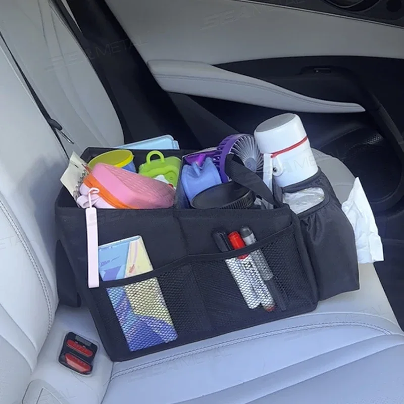 Foldable Car Seat Organizer Multi-Pocket Large Capacity Storage Bag Universal Cup/Tissue Holder Waterproof Oxford Cloth