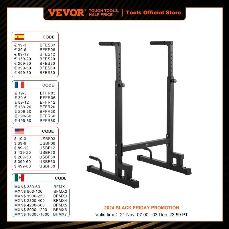 VEVOR 500 lbs Power Tower Pull Up Bar Station with Adjustable Height Fitness Workout Dip Bar Station Stabilizer for Home Gym