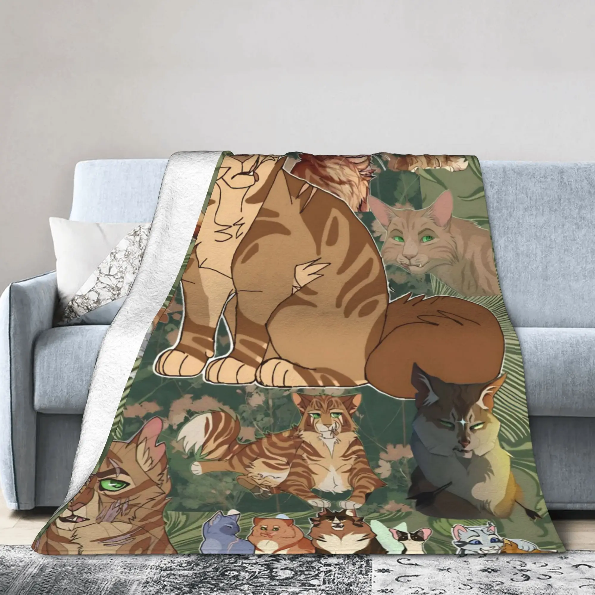 Warriors Tigerstar Book Cats Awesome Knitted Blanket Flannel Fireheart Cartoon Ultra-Soft Throw Blanket Bedspreads Multifunction
