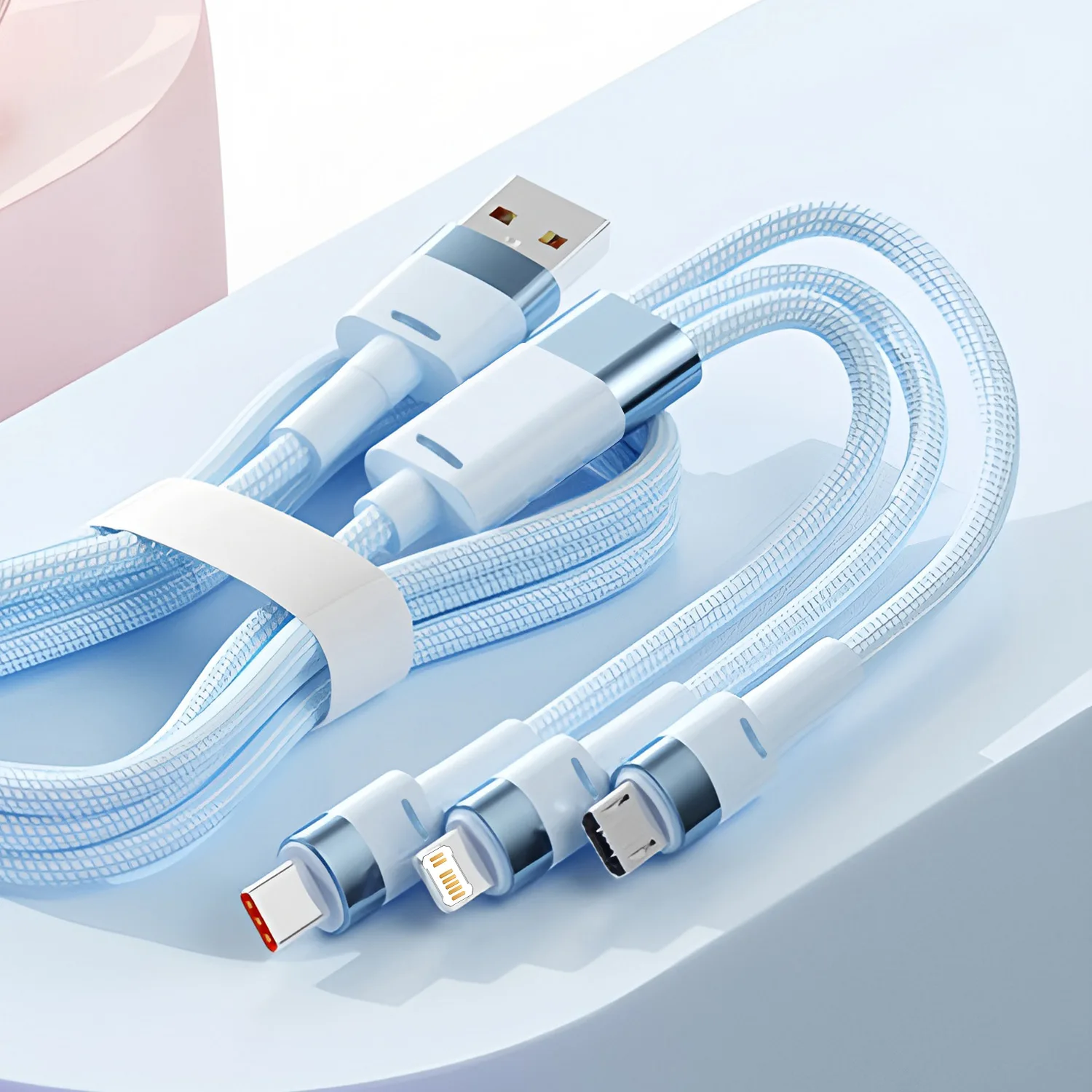 

Кабель для быстрой зарядки 3 в 1 USB-кабель micro Type-C для iPhone 16 15 14 Xiaomi Tablet 120 Вт max USB-проводной USB-кабель для быстрой зарядки данных