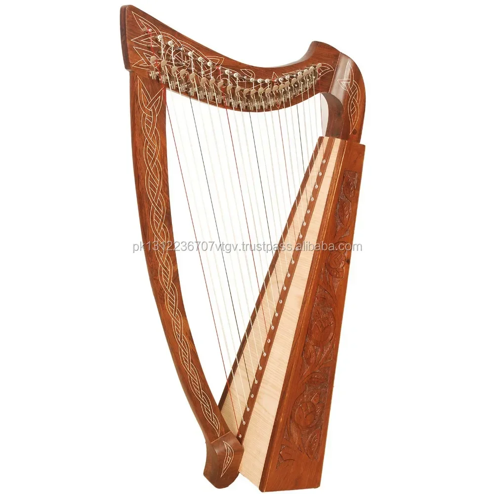 Handmade Engraved Irish Rosewood Harp 22 Strings