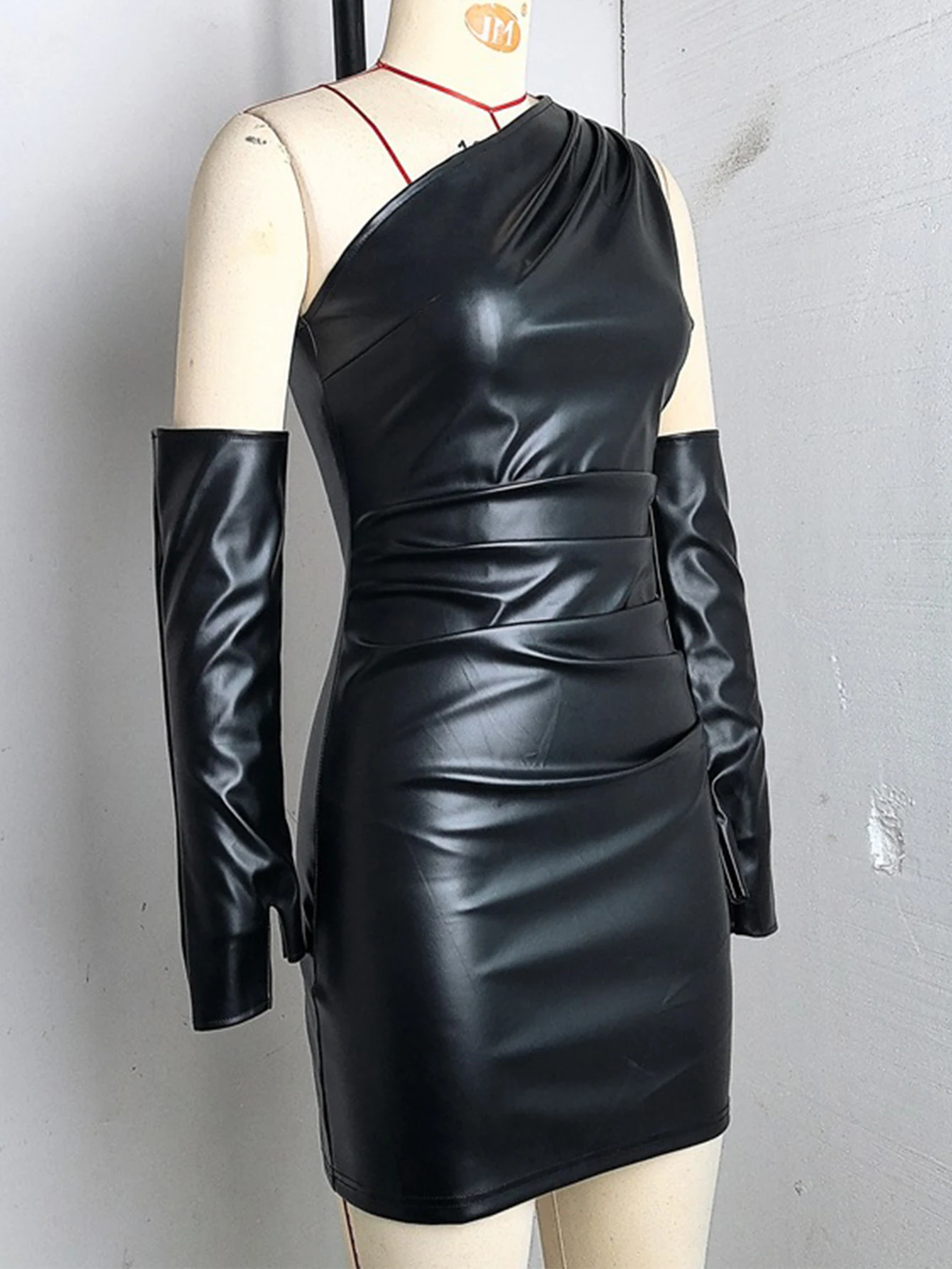 Sexy black PU leather mini summer dress women gothic backless club birthday party dress bodycon evening short dresses vestidos