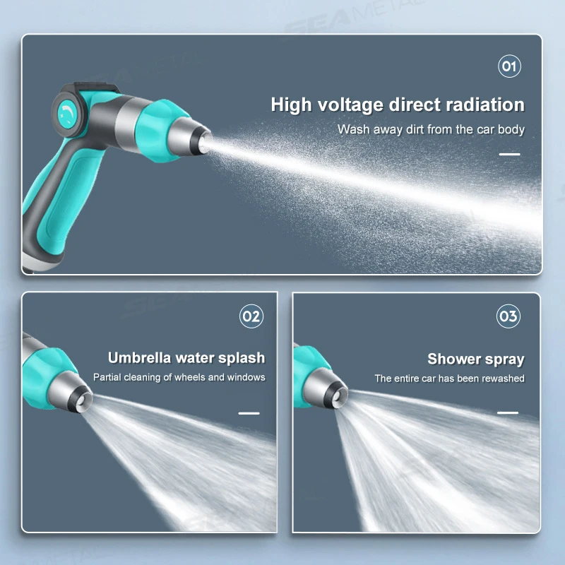 SEAMETAL Car Wash Water Gun Sprayer Telescopic Hose High Pressure Car Washers 3 Modes Adjustable for Car Home Garden Cleaning