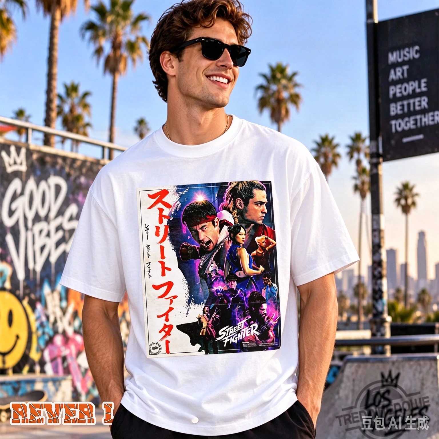 Street Fighter Live Action Movie Poster T-Shirt Japanese Kanji Retro Game Graphic Tee Unisex Short Sleeve Gaming Fans Gift