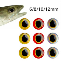 100PCS 6-12mm Fishing Lure Eyes 3D-Holographic Simulation Fly Bait Artificial Silver/Red/Gold Fish Eyes Sticker For DIY Fishing