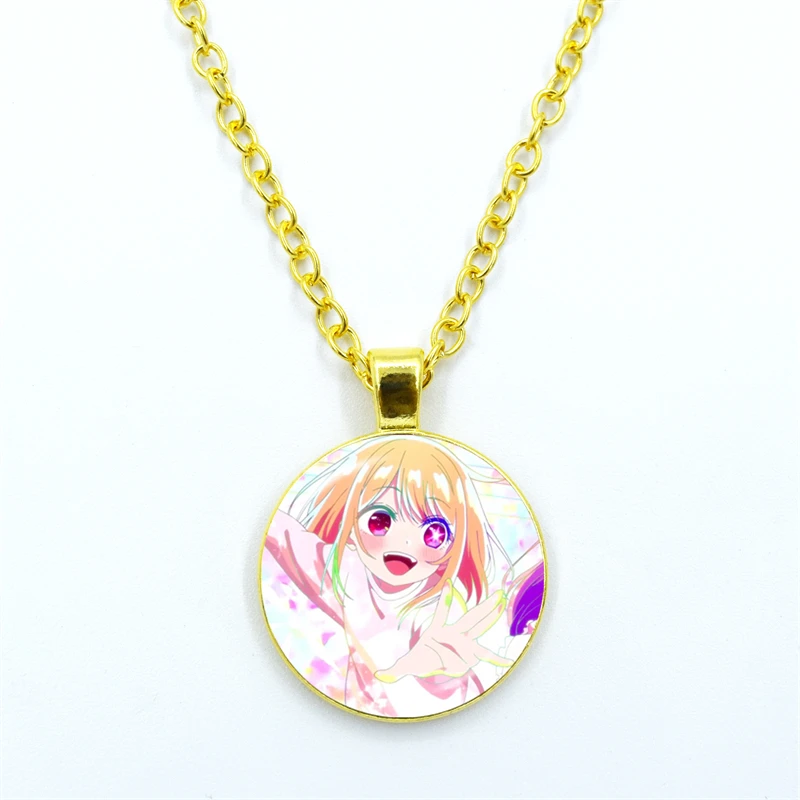 Anime Oshi No Ko Glass Necklace Gorou Akuamarin Hoshino Ai Rubii Sarina Charm Crystal Cosplay Pendant Chain Jewelry