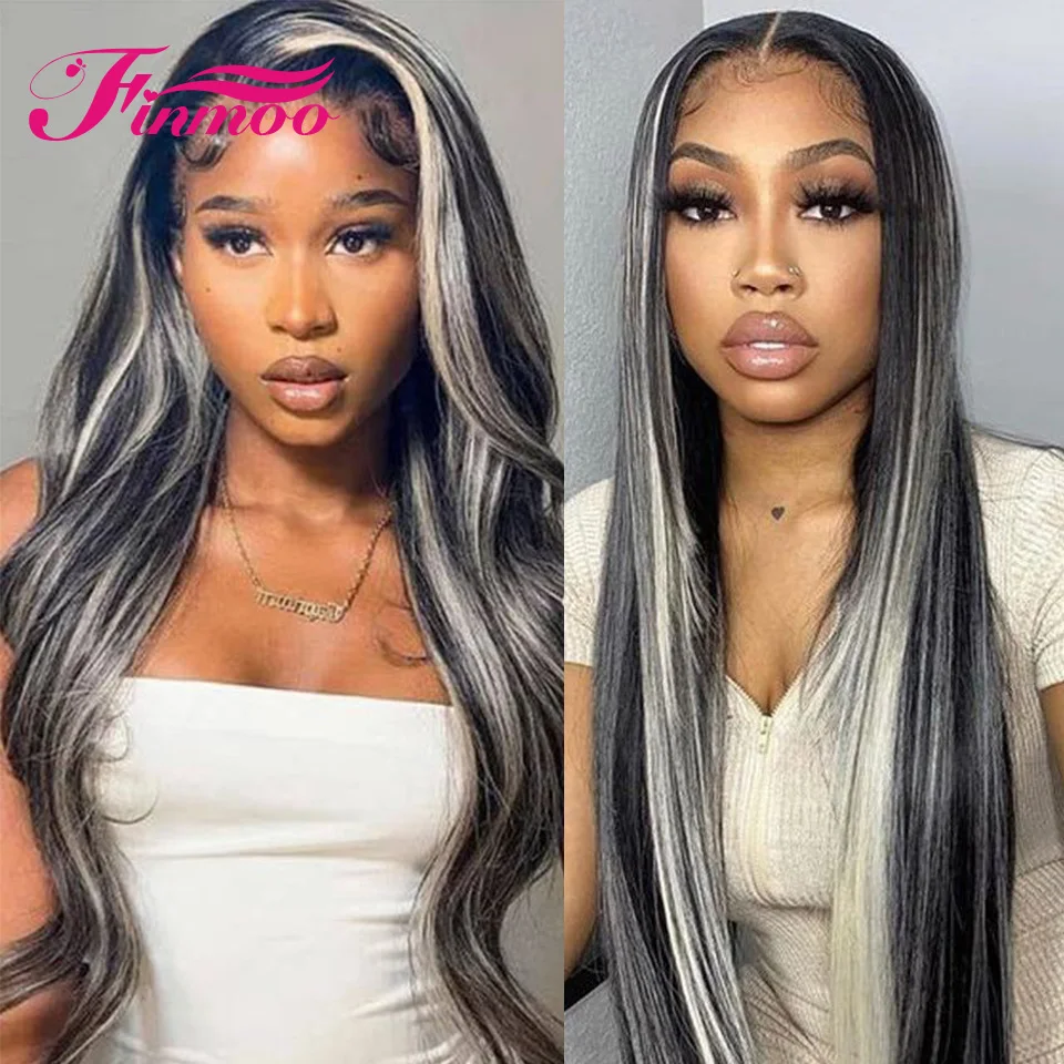 Highlight Ombr Body Wave And Straight Wig 13x4 HD Transparent Lace Front Human Hair Wigs For Woman 150 Density Brazilian Hair