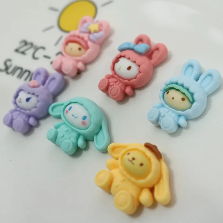 5pcs miniso series cute sanrio cartoon resin flatback cabochons diy crafts materials jewelry making charms