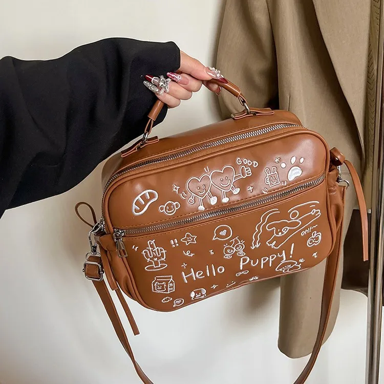 

Fashion Graffiti Bag Women's 2025 Trend New Simple Large-capacity Commuting Double Shoulder Tote Bag Travel Photo Vacation Bag