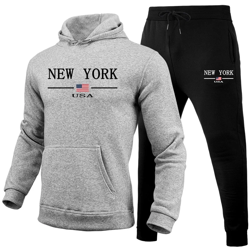 

2025 Mens Tracksuit Casual Printed Sweatshirt Sweatpants Set Daily Sports Jogging Mens Clothing Autumn Winter Hoodies Sportswear