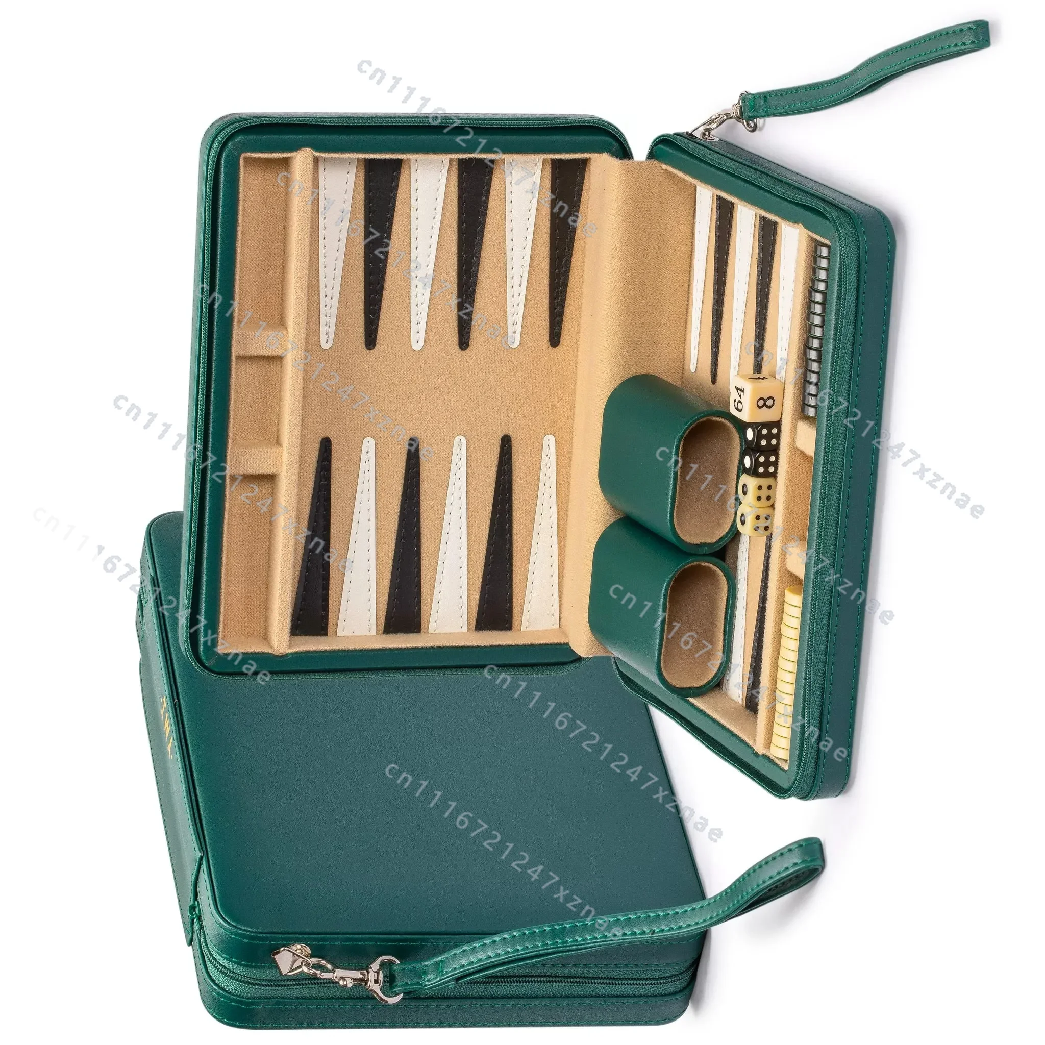 Mini Portable Gaming Board For Adults 25X19X6cm，Master Design Travel Chess And Backgammon Set Acrylic Pieces Leather Case
