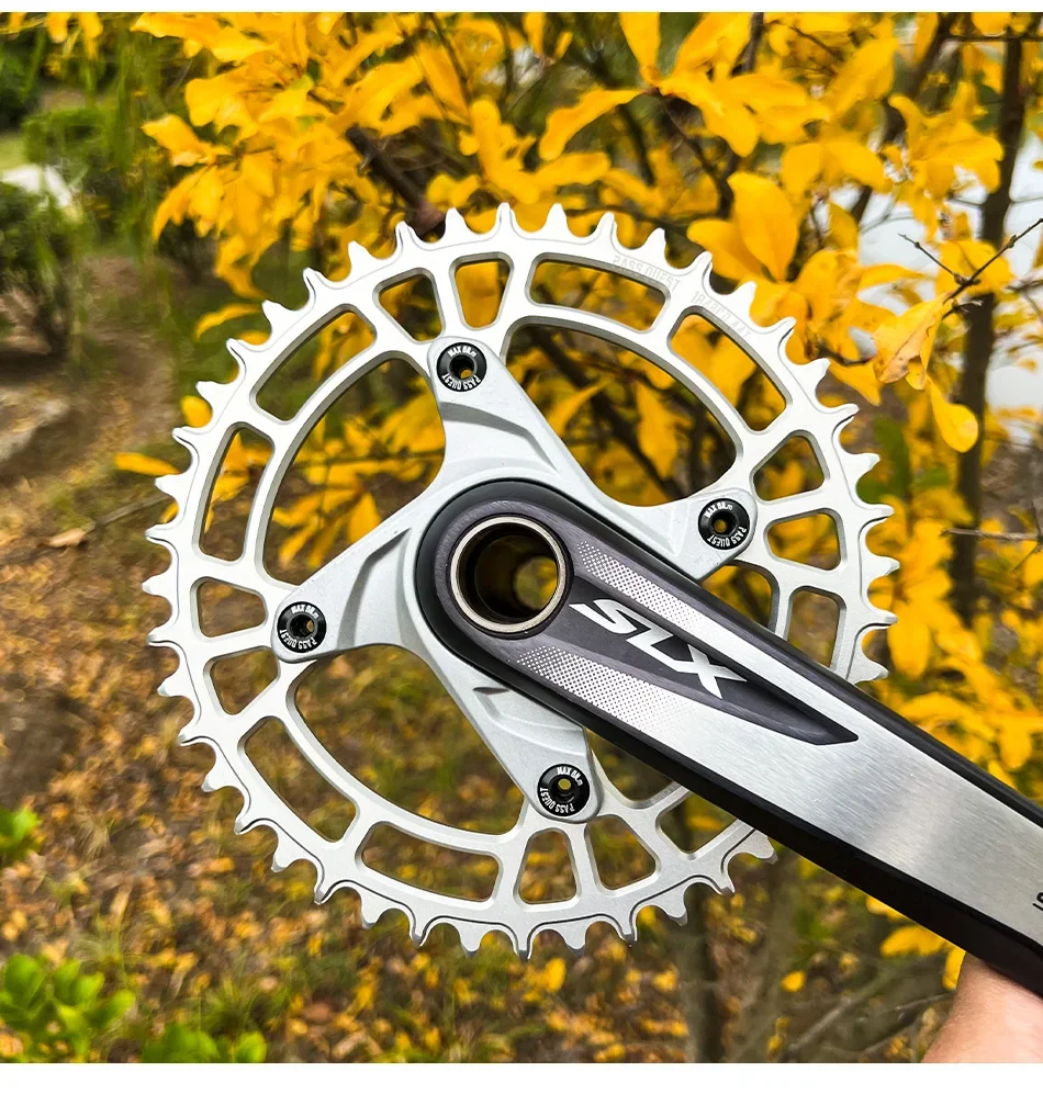 PASS QUEST 104BCD Round AERO Colorful Mountain Bike Road Bike Narrow Wide Chainring 32-48T Chainwheel Silver Black