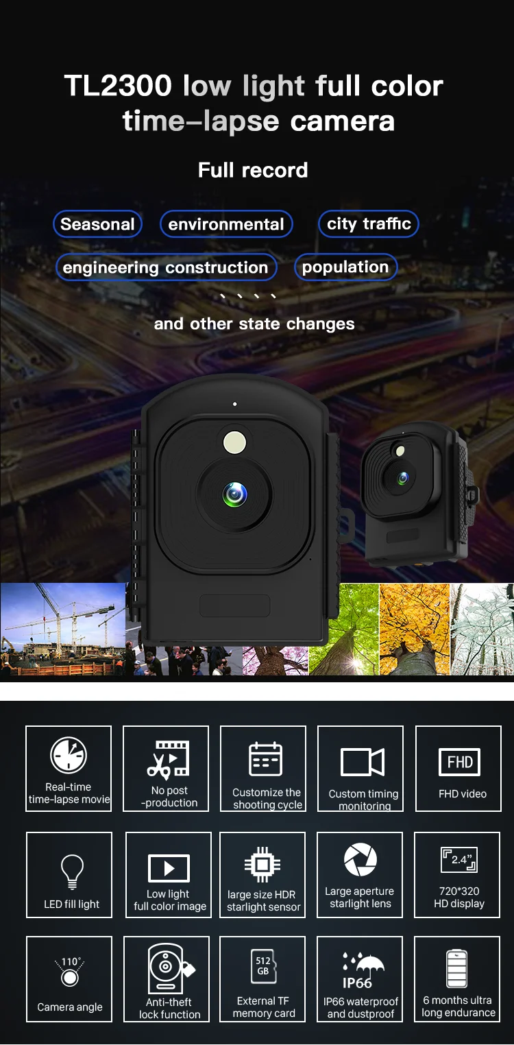 Outdoor Time Lapse Camera 1080P HD Video Recorder Low Light Digital Timelapse IP